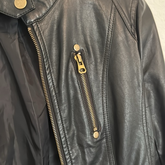 Lulu’s Peace of Mind Black Vegan Leather Moto Jacket Grunge Retro - Picture 7 of 11